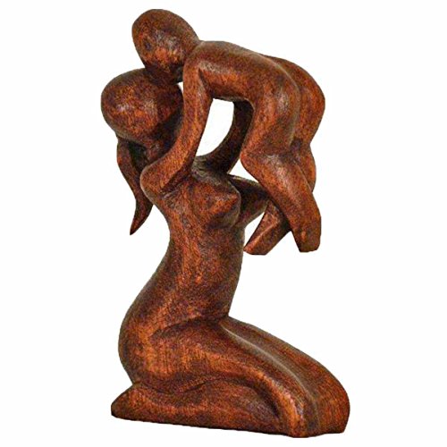Holz Figur Skulptur Abstrakt Holzfigur Statue Afrika Asia Handarbeit Deko Mutter Größe 15 cm - 4
