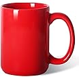 Smilatte 16 OZ (450ml) Porcelain Coffee Mug, Classic Blank Ceramic Cup with Large Handle for Tea Latte Cappuccino, Red