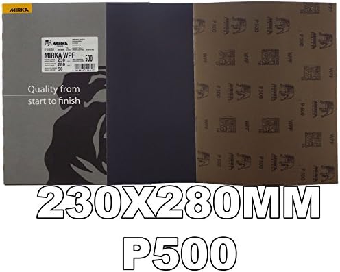 Mirka 2110105051 WPF P500 Grit 230x280mm Pack of 50 Wet Sanding Sheets For Automotive Refinishing/Wood Processing/Metal Processing/Composites Processing/Marine Industry/Vehicles Manufacturing