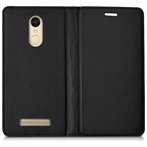 kwmobile Funda para Xiaomi Redmi Note 3 - Flip cover Case para m  vil en cuero sint  tico - Estilo libro plegable en negro
