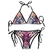 Produktbild WASAENGY Women's Tie Side Bottom Triangle Bikini Swimsuits Badeanzüge for Crazy Cozmo Fabric Flower Print