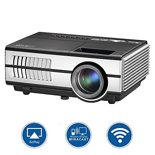 Android Beamer WIFI Projektor LED 1500 Lumen Video Projektor unterstÃ¼tz 1080p / 720p mit HDMI VGA USB AUDIO Eingang fÃ¼r Smartphone PC Laptop PS4 Xbox, integrierte Lautsprecher