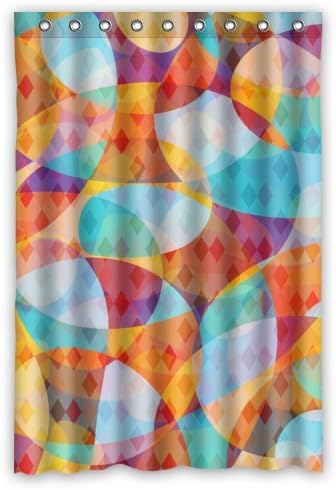 Retro Fantastic Colorful Abstract Crircles Cross Shower Curtain 48"x72" New Waterproof Polyester Fabric - Graceful Bathroom Curtain