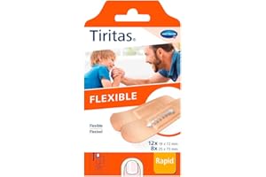 HARTMANN TIRITAS Flexible Rapid: Apósitos ideales para zonas con movilidad; Resistentes, transpirables y flexibles; El packaging permite su fácil y rápida extracción; 2 tamaños; 20 unidades.
