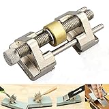 Candora Guide d'affûtage - En acier inoxydable - Serrage sur le côté - Angle fixe - Avec rouleau en laiton pour ciseaux à bois, lame de rabot, burin plat
