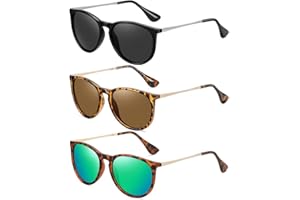 Ougenni Sunglasses Womens Vintage Polarized Men Sunglasses Round Classic Retro Sunglasses UV Protection Lens