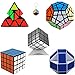 Produktbild Unregelmäßige Cube Set,Zauberwürfel,4x4x4Mirror Cube, Pyraminx Zauberwürfel, Megaminx Zauberwürfel,Schlangenwürfel Magic Ruler Cube Twist Faltreifen Snake Kinder pädagogisches Spielzeug + Mini Cube Schlüsselanhänger (Silber)