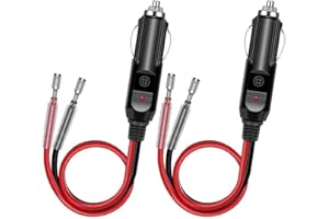 AROMELIVII Enchufe de Mechero para Coche 12V/24V (Pack de 2) - Adaptador de Corriente Universal con Fusible de Seguridad e Indicador LED para Coche, Camión, Furgoneta y Barco