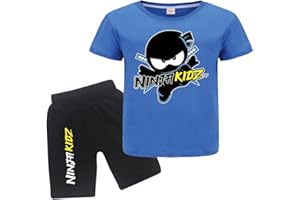 FORLCOOL Ninja Kidz Kids Summer 100% Cotton T Shirts and Shorts 2pcs Clothing Sets Boys Girls Casual Sport Suits