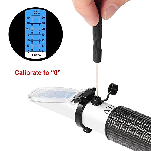 Zucker Brix Refraktometer, GOCHANGE Honig Refraktometer 0 ~ 32%,Hand Refraktometer mit ATC, Pipette, Schraubendreher, Reinigungstuch und Aluminium Kunststoff Gehäuse, Detektor für Zucker im Zusammenhang Flüssigkeiten - 3