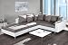 Produktbild Design Ecksofa mit Hocker LOFT weiss Strukturstoff grau Federkern Sofa OT beidseitig aufbaubar