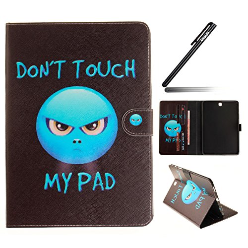 Galaxy Tab A 9.7 Hülle Case,Galaxy Tab A 9.7 Ledertasche,Ukayfe Muster Schutzhülle Leder Tasche für Samsung Galaxy Tab A 9.7 Zoll SM-T550,Malerei Don't Touch My Pad Verärgertes Gesicht Muster Slim Fit Folio PU leder Flip Cover im Bookstyle Kunstleder Schutzhülle Cover Tasche mit Ständer für Samsung Galaxy Tab A 9.7 Zoll SM-T550 mit 1 x Schwarze Eingabestift (Don't Touch My Pad)