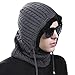 Produktbild Muuttaa Wintermütze, Winter Mützen Beanie mit Schal, 2 in1 Strickmütze mit Fleecefutter,Unisex Winddichte Sturmhaube, Geschenkswahl für Männer und Frauen