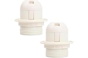 SANTUO 2 Pcs Lamp Holder White Plastic E27 Threaded Light Socket with Lamp Shade Ring for Table and Floor Lamps VDE CE Certified Medium Base Screw Fitting Ideal for Light Bulb Holder
