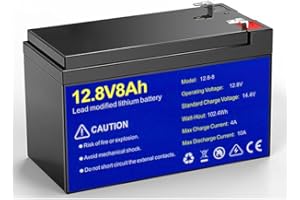 CLUHERTVY Batería De Litio Lifepo4 8ah 12v,Batería Lifepo4,Baterías 12.8v 8ah con 8000 Ciclos Profundos Y Protección BMS, Reemplazo Batería Biácida (12.8V/8AH)