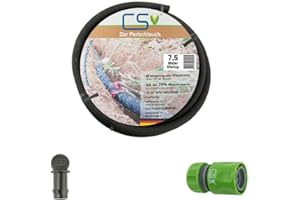 7.5 m CS Perlschlauch Startup with Quick Hose Piece and End Plug for Sustainable Garden Watering from the Tap