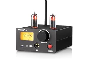 Upgraded AIYIMA T5 6K4 Vacuum Tube Amplifier MM Phono Amplifier 160Wx2(4 ohm) Mini Stereo HiFi Amp TDA7498E Digital desktop Amp Bluetooth 5.1 QCC3034 Aptx-hd for Turntable Phonograph Preamp