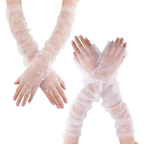 Tulle Puff Ärmel Brauthandschuhe - Fingerlos Für Hochzeit & Festlichkeiten