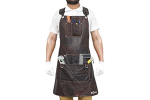 Zytrus Leather Apron, Heavy Duty Leather Tool Apron for Men & Women, Leather Work Shop Apron with Adjustable Straps, Multiple Pockets - Comfortable for Carpenters, Painters, Mechanics