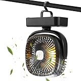 GEYUEYA Home 2-en-1 Ventilateur de Camping,Tente Lampe Lanterne,Crochet De Camping Lumière De Nuit pour la Maison, Camping, randonnée en Plein air de pêche