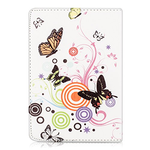 kwmobile Hülle für Tolino Shine / Page – Flipcover Case eReader Schutzhülle – Bookstyle Klapphülle Schmetterlinge Hippie Design Mehrfarbig Pink Weiß - 3