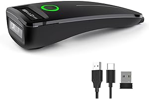 JIAN BOLAND Bluetooth Mini Barcode Scanner,Portable QR Code Scanner Bluetooth & 2.4G Compatible Small 1D 2D Code Scanner Image Scanner for Tablet iPhone iPad Android iOS -W7