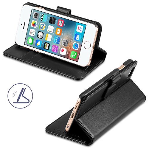 iPhone 6S Case,iPhone 6S Leather Case,TUCCH [Lifetime Warranty] Premium Folio Leather Wallet Case with [Kickstand] [Card Slots] [Magnetic Closure] Flip Notebook Cover Case for iPhone 6/6S-Black