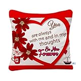 Sky Trends Satin Thought Be Mine Forever Cushion Cover with Filler (White,12x12)