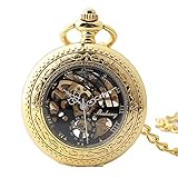 Easy Go Shopping Taschenuhr Exquisite Goldene Retro Boutique Roman Numberals Mechanische Taschenuhr mit Kette