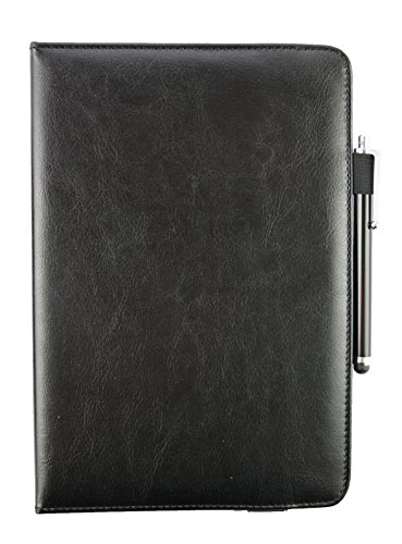 Emartbuy® i.onik Global Tab L1001 4G Tablet PC 10.1 Zoll Universal ( 9 – 10 Zoll ) Schwarz Premium PU Leder 360 Grad rotierende Stand Folio Geldbörse Tasche Hülle + Schwarz Eingabestift - 2
