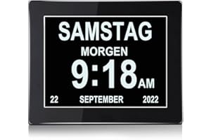 Ykall 8" LCD Reloj Digital Calendario con Fecha, Reloj Digital Pared para Leer Demencia, Niños, Ancianos, Discapacidad Visual, Regalos para Personas Mayores