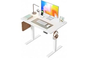 FEZIBO Electric Standing Desk 100 X 60 cm Heigh Adjustable Standing desk with digital display panel, Ergonomic Home Office Desk for sit stand Table with Splice Board & White Wood Grain Surface