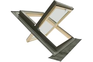 ELUMA Finestra per tetto COMFORT BILICO | Infisso isolante certificato per uso abitativo | Vetro Antigrandine + Vetro Antinfortunistico | Legno e Alluminio (55x118 Base x Altezza)