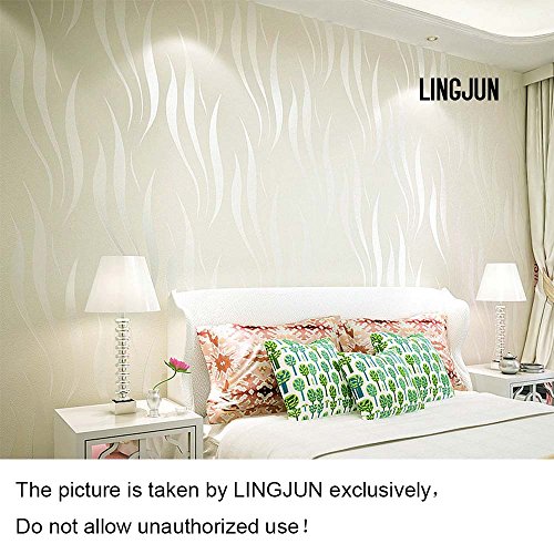 LINGJUN Moderna no tejido minimalista Patrón Planta de agua 3D Flocado en relieve del papel pintado rollo ONE SIZE Rosa Claro