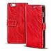 Produktbild Verco iPhone 6S Plus Hülle, Premium Handy Schutzhülle für Apple iPhone 6 Plus Hülle PU Leder Wallet Tasche Retro Flipcase (5,5 Zoll), Rot