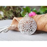 Valentinstag Kette mit Anhänger Silber Mandala | Silber-Schmuck Wechsel-Schmuck | handmade handgemacht | Tolles Geburtstagsgeschenk | Einzigartiges Geschenk zu Weihnachten Mandala Geschenkidee Geschenkkarte