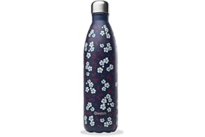 Qwetch - Bouteille Isotherme Originals Hanami Bleu 750ml - 24h Froid et 12h Chaud - Etanche & Réutilisable - Gourde inox isotherme pour Sport, Voyage, Bureau, Randonnée