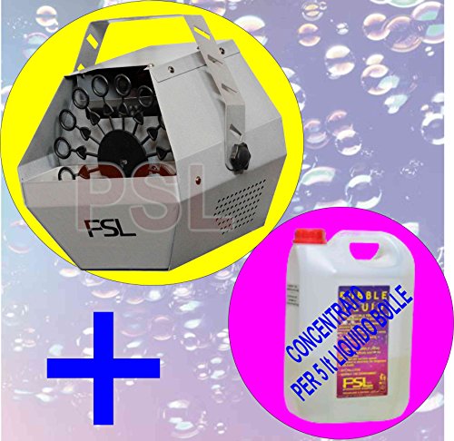 Macchina per Bolle -Sparabolle -con Flacone di concentrato per 5 litri di liquido per produzione bolle