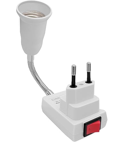 SOLMORE Douille Français Prise Vers E27 Ampoule Socket Base Adaptateur Transporteur Avec ON-OFF