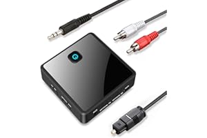 WERPOWER Isobel Bluetooth 5.0 Transmitter Receiver (Optical, 3.5mm AUX, RCA), Low Latency Wireless Audio Adapter Rechargeable Bluetooth AUX Adapter for TV PC Car/Home Stereo System Speakers, Dual Link