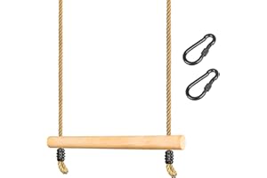 ‎LYNDWIN Trapez Schaukel, Trapezstange Holz mit Höhenverstellbaren Seil Schaukelstange aus Holz Kinderschaukel Turngeräte für Kinder Indoor Outdoor
