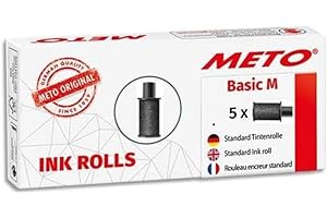 Original Meto Rouleaux encreurs pour étiqueteuse Arrow M, réf. 9505908 (2 lignes, 16 caractères pour étiquettes de 22 x 16 mm), 5 unités, noir