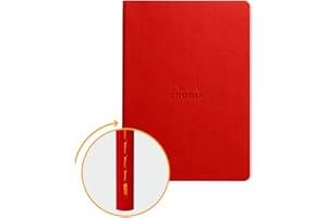 RHODIA 116412C - Carnet Souple Piqûre Textile Framboise - A5 - Ligné - 64 pages - Papier Clairefontaine Ivoire 90 g/m - Couverture Simili Cuir - Collection Rhodiarama