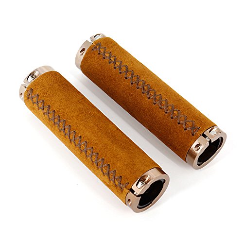 Lerway Mountain MTB Fahrrad Ergo Leder Lenkergriffe Lenkerhandgenäht Rad MXB Griffe Trekking Grips - 4