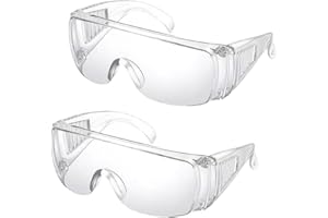 LAIYOHO 2 Stück Schutzbrille mit kratzfesten Brillengläsern UV-Schutz Erwachsene Überbrille für Baulabor Chemieunterricht