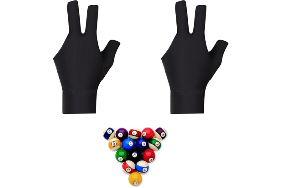KTGUK 2 Pcs Pool Glove,Snooker Glove,Anti Slip Pool Gloves,Black Three-Finger Cue Sports Gloves for Billiards Enthusiasts Adults Unisex