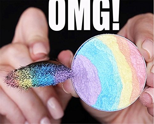 Regenbogen Kuchen Rainbow Highlighters Lidschatten Rouge Kontur Lidschatten Kosmetik Rouge, Makeup Regenbogen-Highlighter, Leuchtmarker-Palette, Makeup Palette Puder Regenbogen Kuchen, 6 Farben in 1 - 5