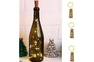 PAWARSO Luci LED Bottiglia, 3 Pezzi Tappi LED a Batteria per Bottiglie, 2m 20 LED,Luci per Bottiglie di Vetro per Creare Atmosfera per Natalizie, Matrimonio, Festa (Bianco Caldo)