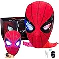 AXIONIX Spider Hero Mask Movable Mechanical Light up Eyes With Remote Control Super Hero Full Mask Moving Lenses Cosplay Wearable Prop Mask Homecoming Mask for Gift