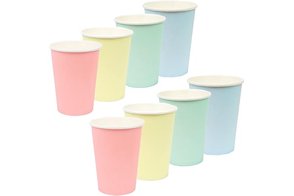 Talkbord – pastellpapperskoppar – återvinningsbart pappersporslin för födelsedagar, kontorsfester, babyshower – 8-pack, paste